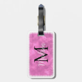 Monogram Initiaal Aangepaste naam Roze Waterverf Bagagelabel (Achterkant verticaal)