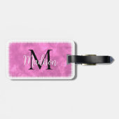 Monogram Initiaal Aangepaste naam Roze Waterverf Bagagelabel (Achterkant horizontaal)