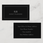 Monogram Initiaal Aangepaste naam Zwart Grijs Eenv Visitekaartje (Voorkant / Achterkant)