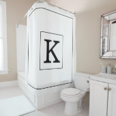 Monogram Initiaal Aangepaste naam zwart wit 2023 S Douchegordijn (In situ)