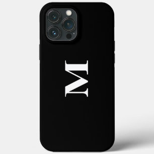 Monogram Initiaal Aangepaste Naam Zwart Wit Cadeau iPhone 13 Pro Max Hoesje