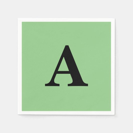 Monogram Initiaal Aangepaste naam Zwarte pagina Gr Servet (Voorkant)