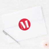 Monogram initiaal aantal rood wit aanpassen ronde sticker (Envelop)