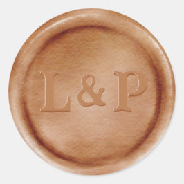 Monogram Initiaal Antiek koper Waszegel Ronde Sticker