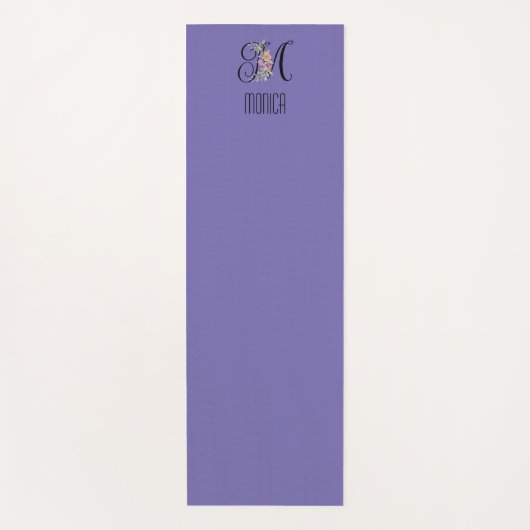Monogram initiaal aquarel bloem lavendel yogamat (Voorkant)