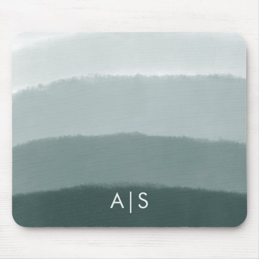 Monogram Initiaal Aquarel Gebleekte Grenen Ombre Muismat (Voorkant)