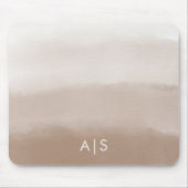 Monogram Initiaal Aquarel Paddenstoel Bruin Ombre Muismat (Voorkant)