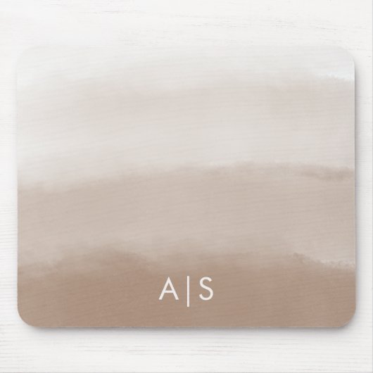 Monogram Initiaal Aquarel Paddenstoel Bruin Ombre Muismat (Voorkant)