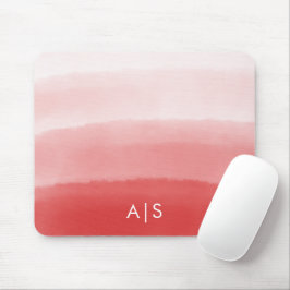 Monogram Initiaal Aquarel Vervlakt Koraalrood Ombr Muismat