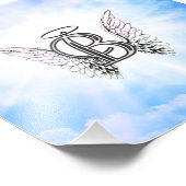 Monogram initiaal B alfabet letter met engel vleug Foto Afdruk (Hoek)