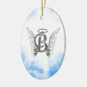 Monogram initiaal B alfabet letter met engel vleug Keramisch Ornament (Links)