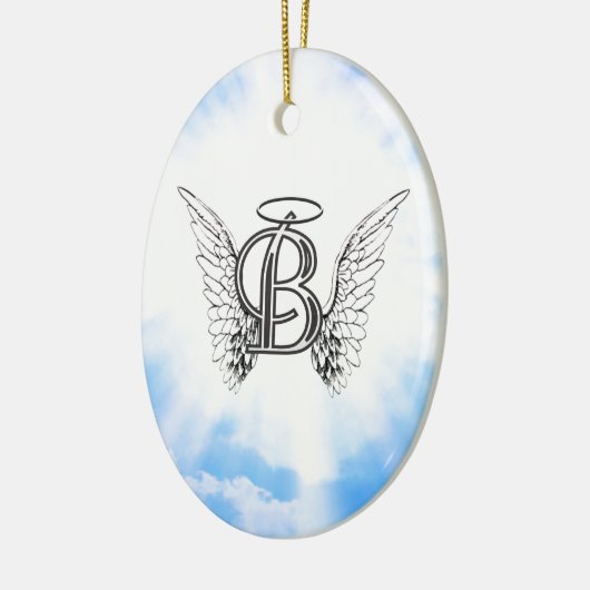 Monogram initiaal B alfabet letter met engel vleug Keramisch Ornament (Links)