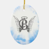 Monogram initiaal B alfabet letter met engel vleug Keramisch Ornament (Voorkant)