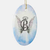 Monogram initiaal B alfabet letter met engel vleug Keramisch Ornament (Rechts)
