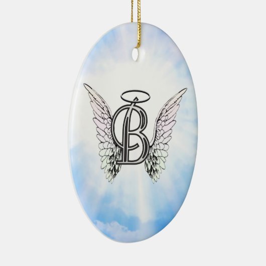 Monogram initiaal B alfabet letter met engel vleug Keramisch Ornament (Rechts)