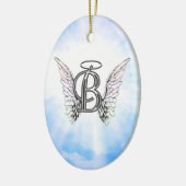 Monogram initiaal B alfabet letter met engel vleug Keramisch Ornament (Links)