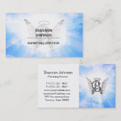 Monogram initiaal B alfabet letter met engel vleug Visitekaartje (Voorkant / Achterkant)