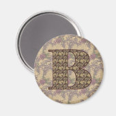 Monogram Initiaal B Elegante Vintage Bloem Magneet (Voorkant / Achterkant)