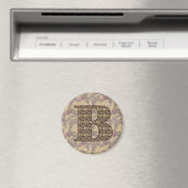 Monogram Initiaal B Elegante Vintage Bloem Magneet (Insitu (Vaatwasser))