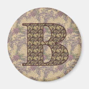 Monogram Initiaal B Elegante Vintage Bloem Magneet