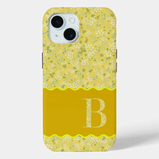 MONOGRAM INITIAAL B GEEL KLEINE BLOEMETJES Case-Mate iPhone CASE (Achterkant)