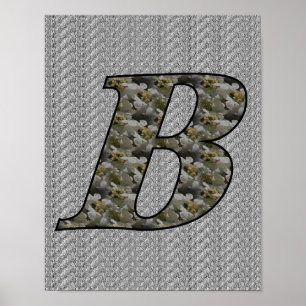Monogram Initiaal B Hortensia Bloemen Poster