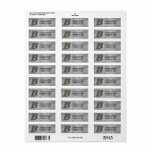 Monogram Initiaal B Hortensia Retouradres  Etiket (Full Sheet)
