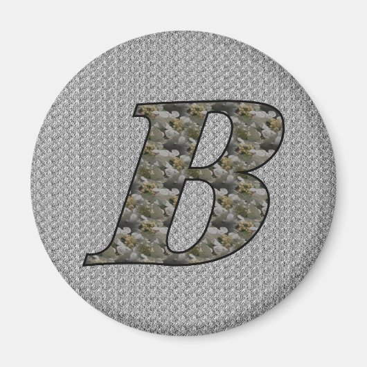 Monogram Initiaal B Hydrangea Floral Magnet (Voorkant)