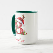 Monogram initiaal B Kerstman vrolijk Kerstfeest Mok (Voorkant links)