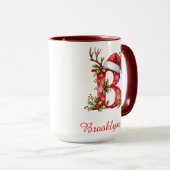 Monogram initiaal B Kerstman vrolijk Kerstfeest Mok (Voorkant rechts)