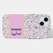 MONOGRAM INITIAAL B LILA KLEINE BLOEMETJES Case-Mate iPhone CASE (Achterkant (horizontaal))