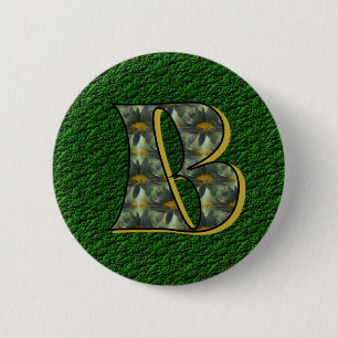 Monogram Initiaal B Madeliefjes Bloem Kunst Ronde Button 5,7 Cm