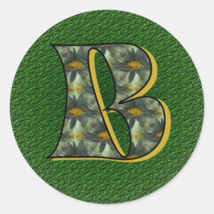 Monogram Initiaal B Madeliefjes Bloem Kunst Ronde Sticker