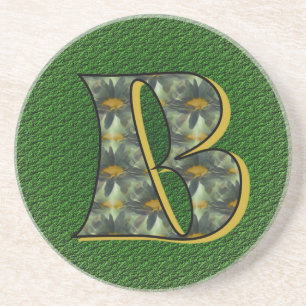 Monogram Initiaal B Madeliefjes Bloem Kunst Zandsteen Onderzetter