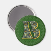 Monogram Initiaal B Madeliefjes Bloemkunst Magneet (Voorkant / Achterkant)