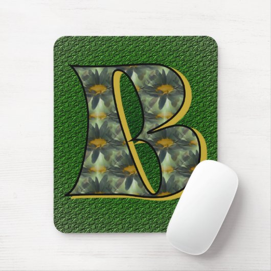 Monogram Initiaal B Madeliefjes Bloemstuk Kunst Muismat (Met muis)