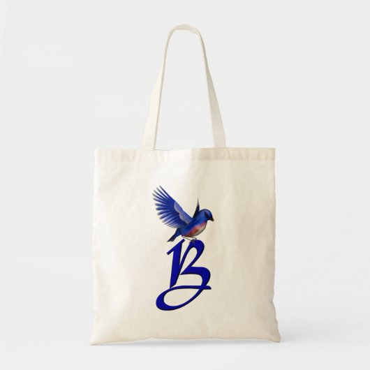 Monogram Initiaal B met Blauwe Vogel Tote Bag (Voorkant)