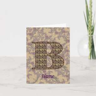 Monogram Initiaal B Vintage Bloem Personalized  Notitiekaartje
