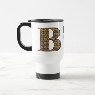 Monogram Initiaal B Vintage Bloemstuk Persoonlijk Reisbeker