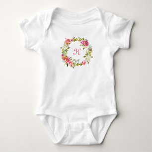 Monogram Initiaal Baby Tutu Floral Roos Wreater Romper