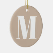 Monogram initiaal beige witte kerst aanpassen keramisch ornament (Rechts)