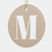 Monogram initiaal beige witte kerst aanpassen keramisch ornament (Links)