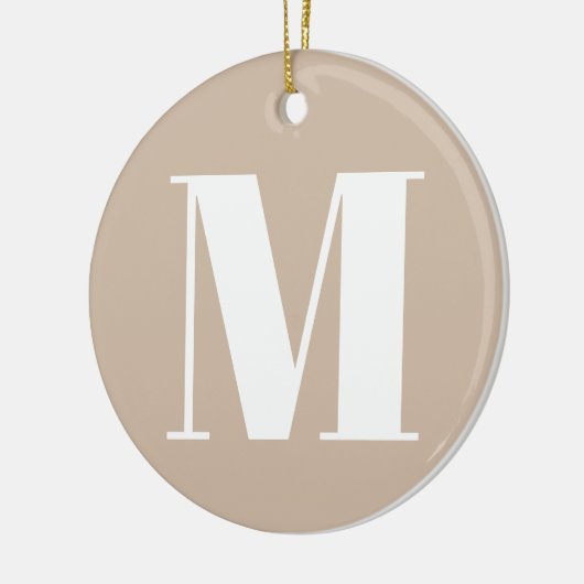 Monogram initiaal beige witte kerst aanpassen keramisch ornament (Links)