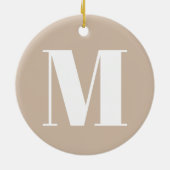 Monogram initiaal beige witte kerst aanpassen keramisch ornament (Achterkant)