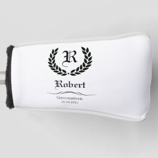 Monogram Initiaal Best Man Black Groomsmen Gifts Golfheadcover