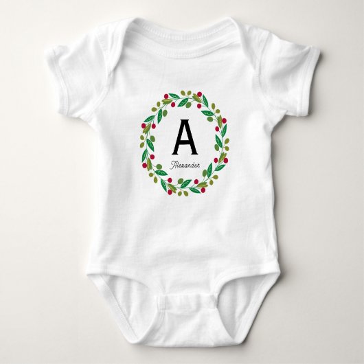 Monogram initiaal - bijpassende kerst voor de hele romper (Voorkant)