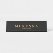 Monogram Initiaal Black Gold Executive Medewerker Bureau Naambordje (Voorkant)