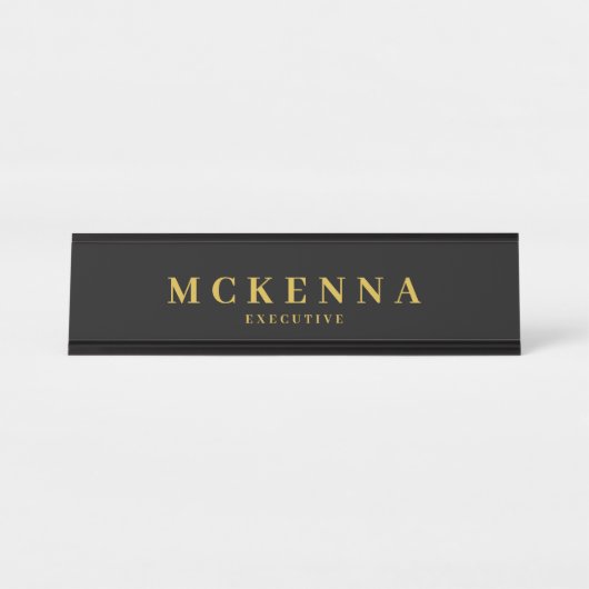 Monogram Initiaal Black Gold Executive Medewerker Bureau Naambordje (Voorkant)