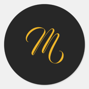 Monogram Initiaal Black Gold Ronde Sticker