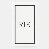 Monogram Initiaal Black White Custom Name Event Servet (Voorkant)